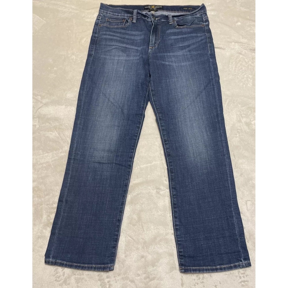 Lucky Brand Sweet Crop Jeans Women's Size 30x26 Regular Stretch Dark Blue Denim